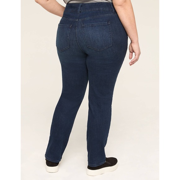 Lane Bryant High Rise Straight Tighter Tummy Technology Jeans Dark Wash 14 Long - Picture 2 of 6